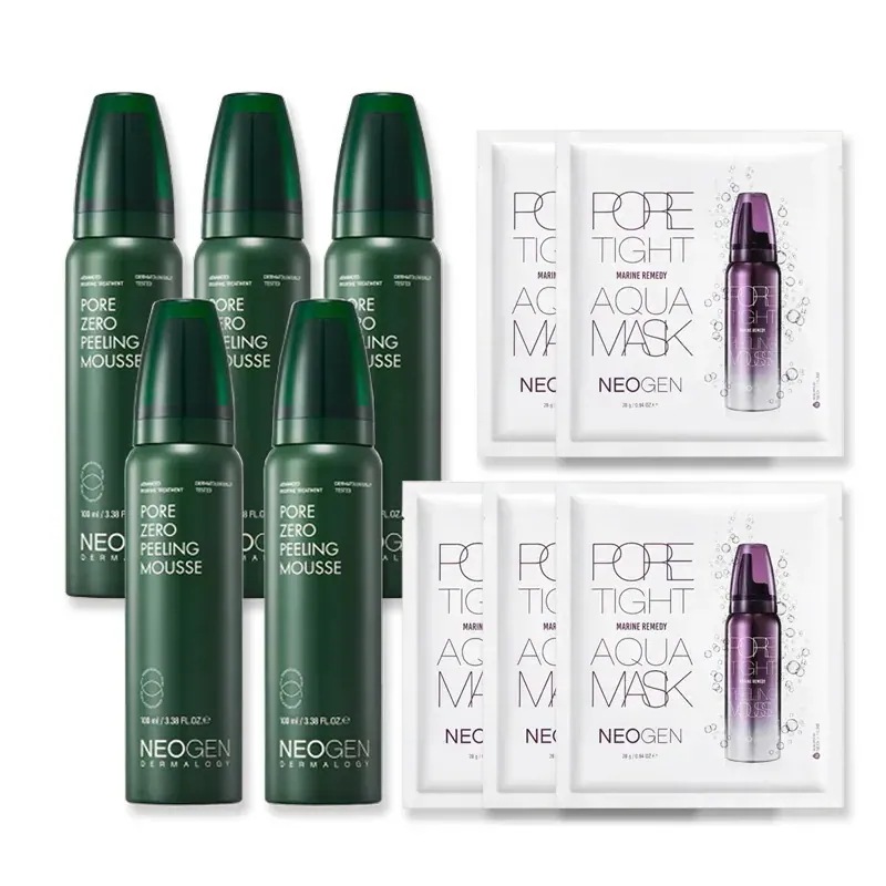 【毛穴ケアセット】ポアゼロピーリングムース100ml,5p+毛穴引き締めパック 5枚 韓国 ピーリング 洗顔 フォーム 毛穴 黒ずみ 毛穴ケア 引き締め パック 美容液 角質 取り 除去