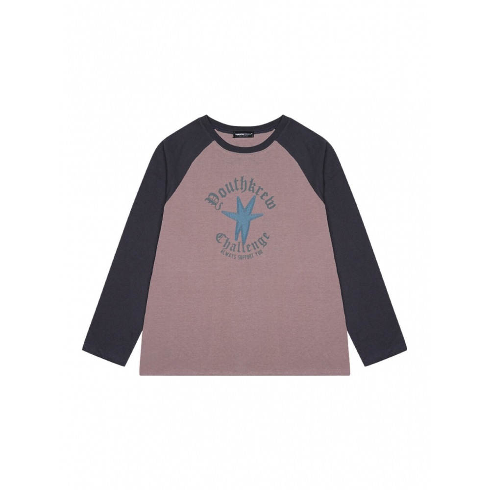 youthkrew YK グロリアラグランロングスリーブダスティピンク
