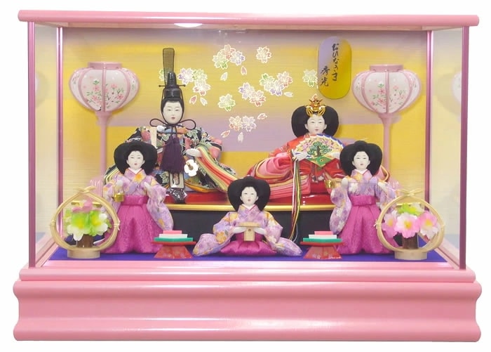 雛人形 ひな人形 お雛様 おひなさま かわいい 手作り 2025年 新作 秀光 限定品 送料無料 コンパクト ミニ 初節句 ひな祭り 五人 ５人 オルゴール付 アクリル ケース 段 ピンク 買得 お得 45,403円