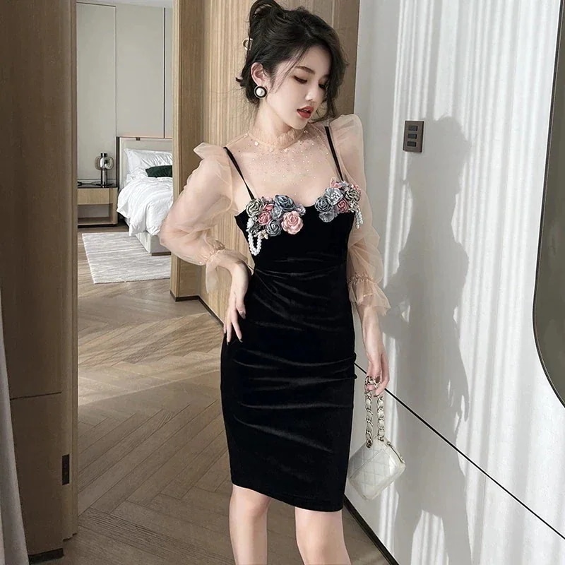 秋 ワンピース フォーマル パーティー キャバ 着痩せ 大人 同窓会 披露宴 卒業式 結婚式 演奏会 ウェディング チャイナ 二次会 発表会 295