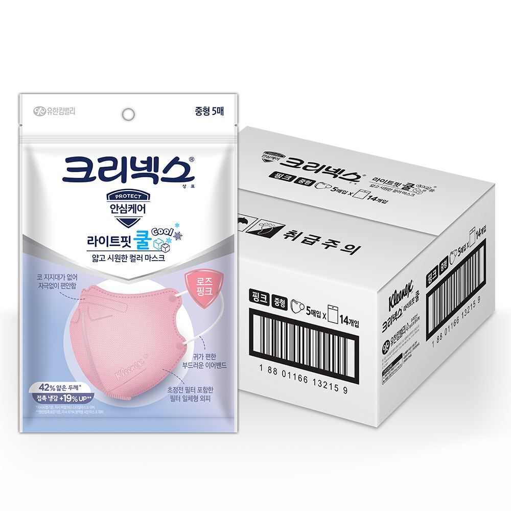 ライトフィット クールマスク ピンク 中型 70枚