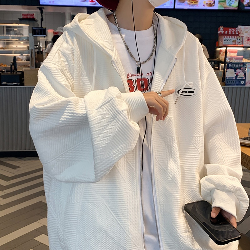 カーディガン セーター メンズ 春秋 タイド インス トレンド フード付き ジャケット ゆったり 大きいサイズ トップス