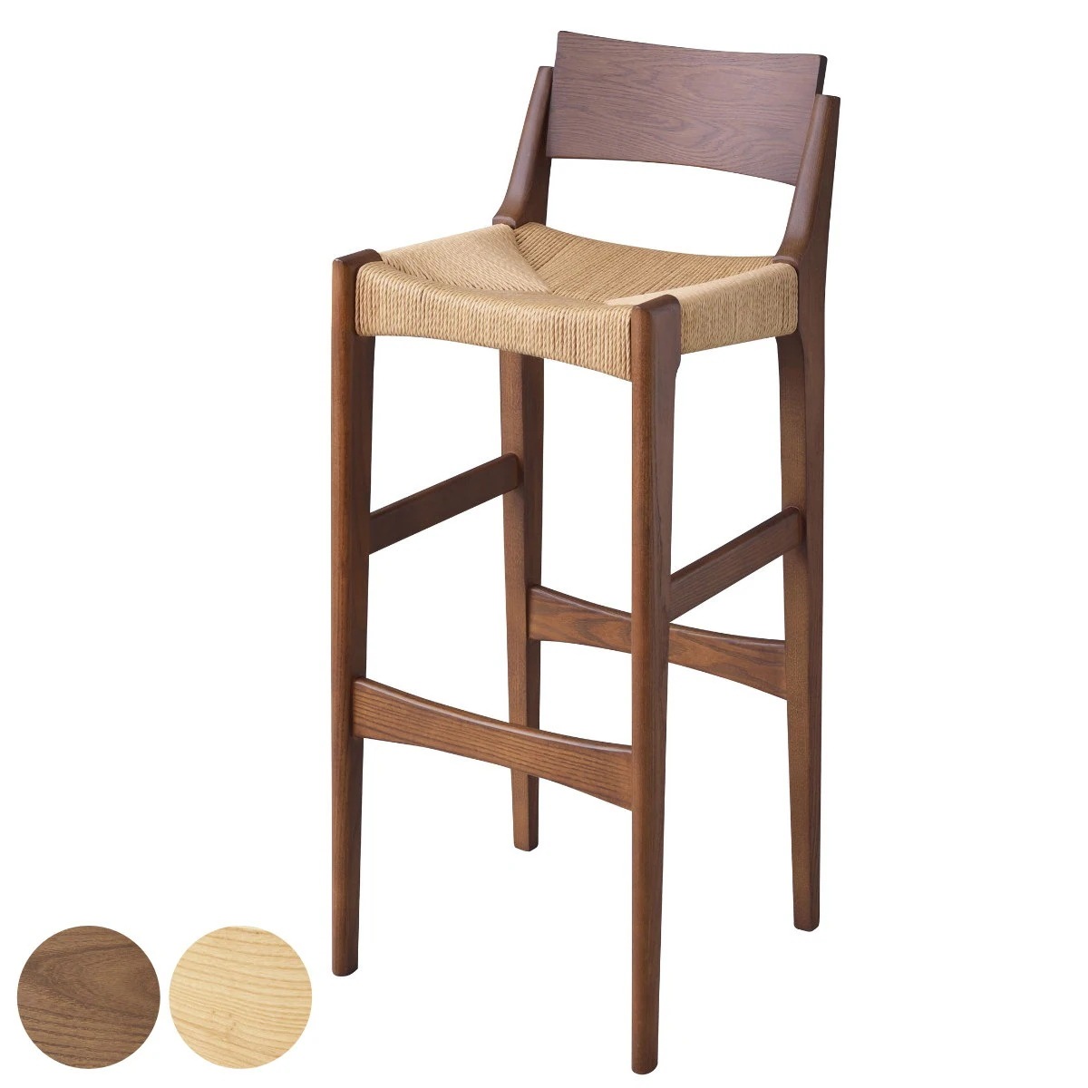 カウンターチェア 座面高70cm 天然木 ペーパーコード チェア バーチェア ハイチェア 椅子 木製 ダイニング カウンター 完成品 チェアー いす 足置き シンプル おしゃれ