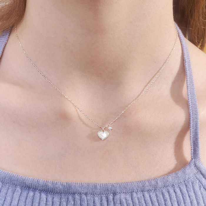 [silver925] ami heart cubic necklace おしゃれ アイドル愛用ブランド 韓国人気 韓国ファッション