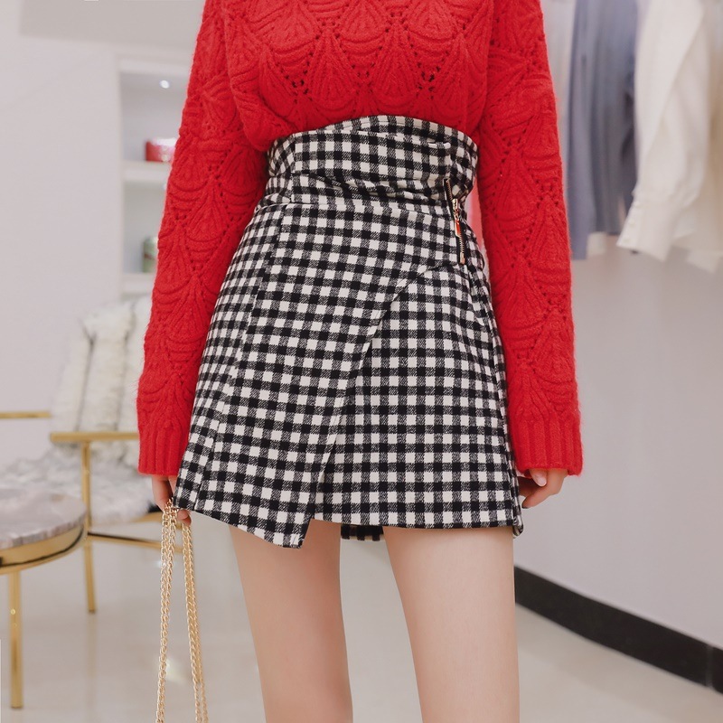 3021.チェック柄ハイウエストスカート（ブラック） 100,000円