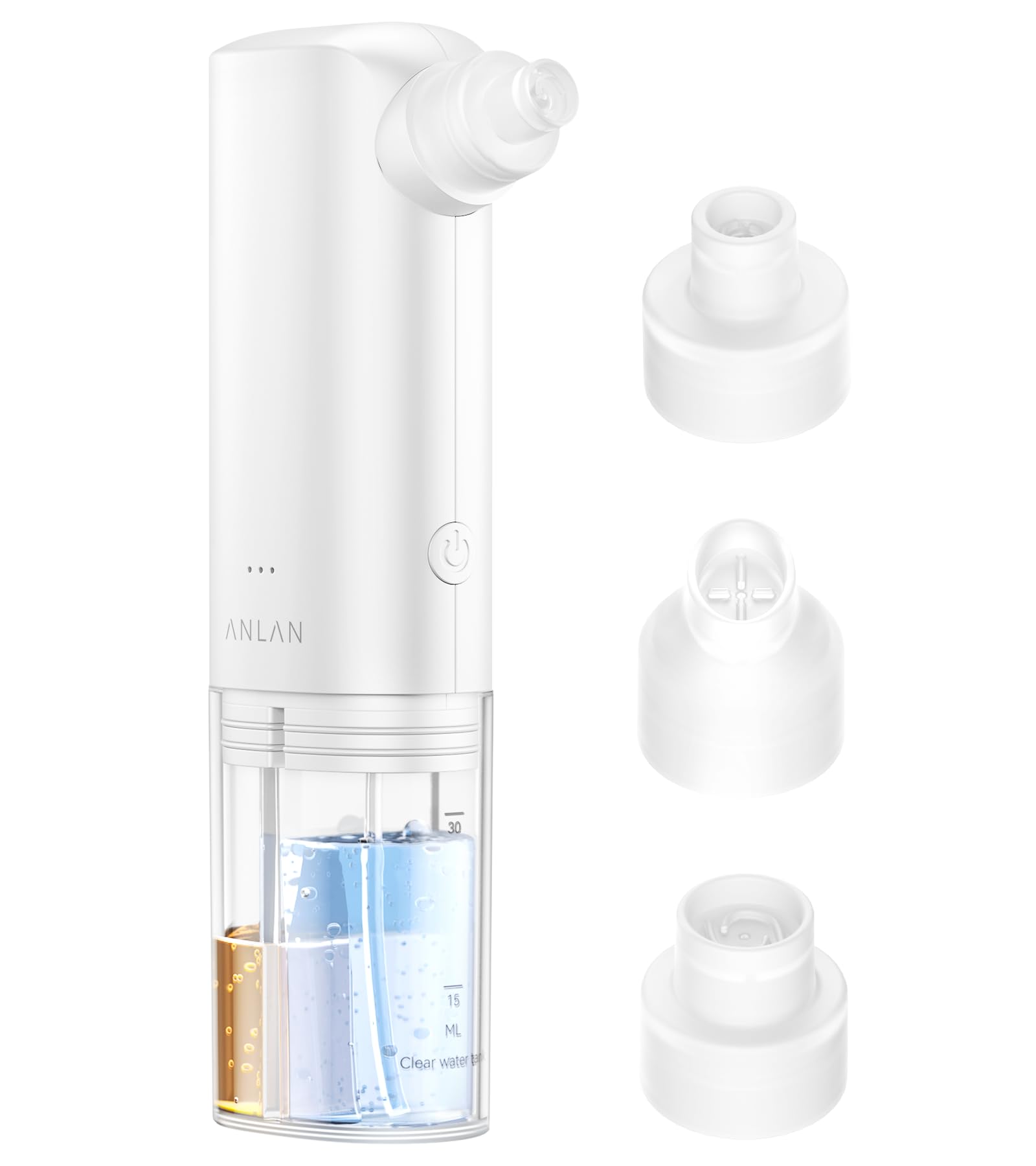 ANLAN 毛穴吸引器 水流式×水タンク分離式 美顔器 鼻 毛穴クリーナー 独自バブル技術 真空吸引技術 角栓除去 美容液対応 3段階吸引力 3種類のシリコンヘッド 毛穴汚れ吸引 Type-C充電式