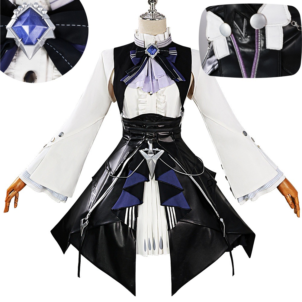 Monenjoy　ゼンレスゾーンゼロ　ZZZ ビビアン ヴィヴィアン 礼服　3D樹脂アクセサリー　ワンピース　コスプレ衣装　ウィッグ追加