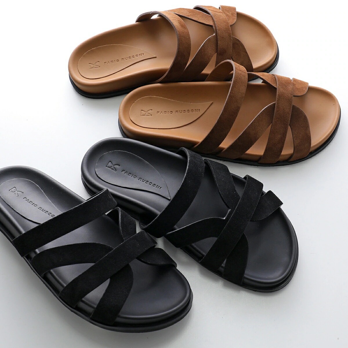 FABIO RUSCONI ファビオルスコーニ サンダル BKM2627 CAMOSCIO レディース レザー スウェード フラット シューズ 靴 カラー2色 【mega】