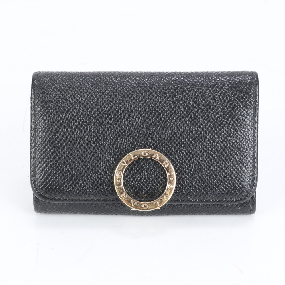 美品 ホログラムシール付 ブルガリブルガリ ゴールド 金具 レザー キーケース 4連 6連 キーリング メンズ RCE CM16-4 中古キーケース