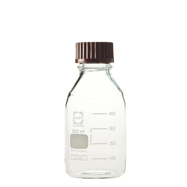 (柴田科学)ねじ口びん(メジュームびん) 赤キャップ付 500mL(10個) 017200-5001A