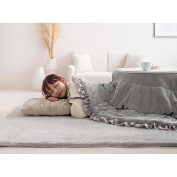 こたつ掛け布団 丸 洗える かわいい ナチュラルモダン フリル おしゃれ 薄掛け リバーシブル 省スペース コタツカバー 対応天板サイズ 円形70x70cmまで