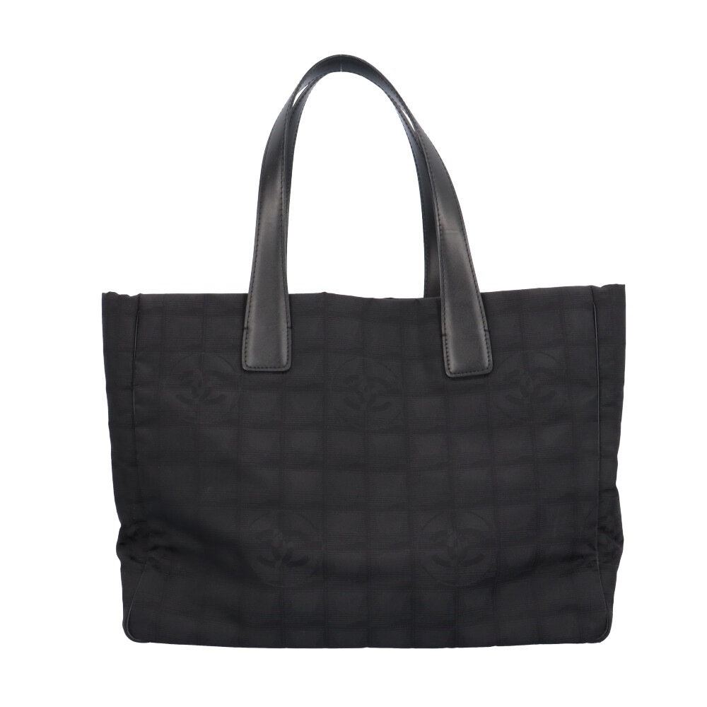 シャネル トートMM ニュートラベル トートバッグ ナイロンジャガード ブラック CHANEL 中古