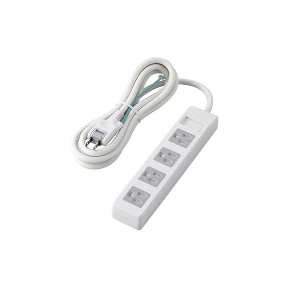 (まとめ) エレコム 3pinタップ/マグネット付/ホコリシャッター付/4個口/2.5m/ホワイト T-T1D-3425WH (×2セット)