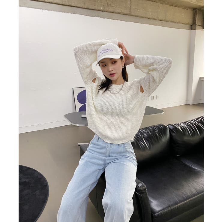 アームホールスリットブックルニット