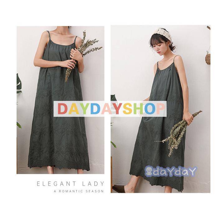 キャミワンピース ワンピース ロング リネン 夏 キャミソール ロング丈 ビーチ レディース 綿麻風 体型カバー ビーチ 海 フラワー刺繍 可愛い 大人 キャミソール