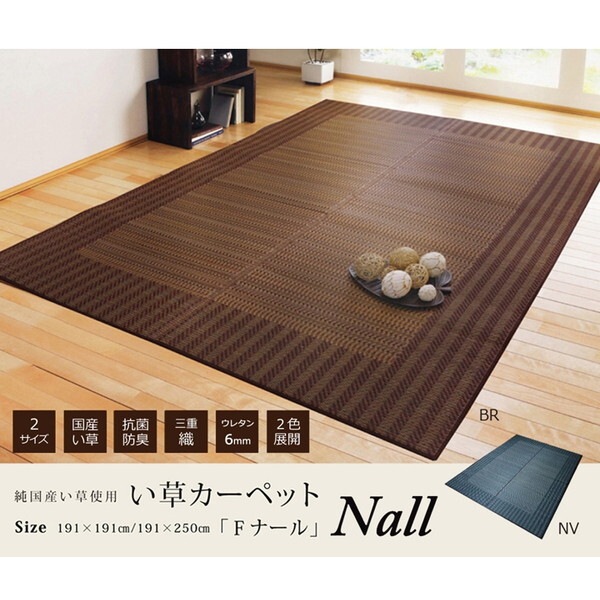1051180063604 い草ラグ おしゃれ 国産 カーペット シンプル ブラウン 約191×191cm メーカー直送