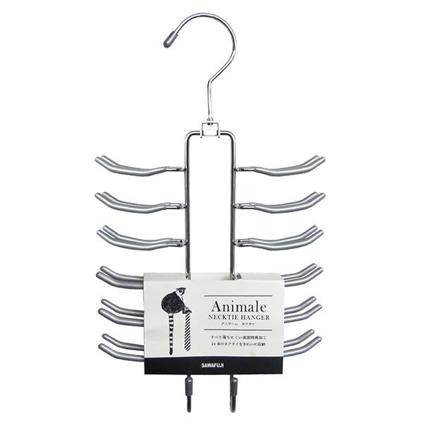 （まとめ）衣類ハンガー/ネクタイハンガー [シルバー] 24本分 『アニマーレ』 [x20個セット]