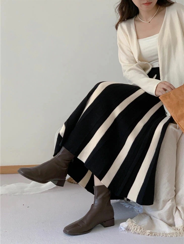 カラー プリーツ スカート レディース フレンチ レトロ 秋 冬 ハイウエスト ロングスカート Aライン レトロ プリーツスカート おしゃれ きれいめ ミモレ丈 韓国ファッション