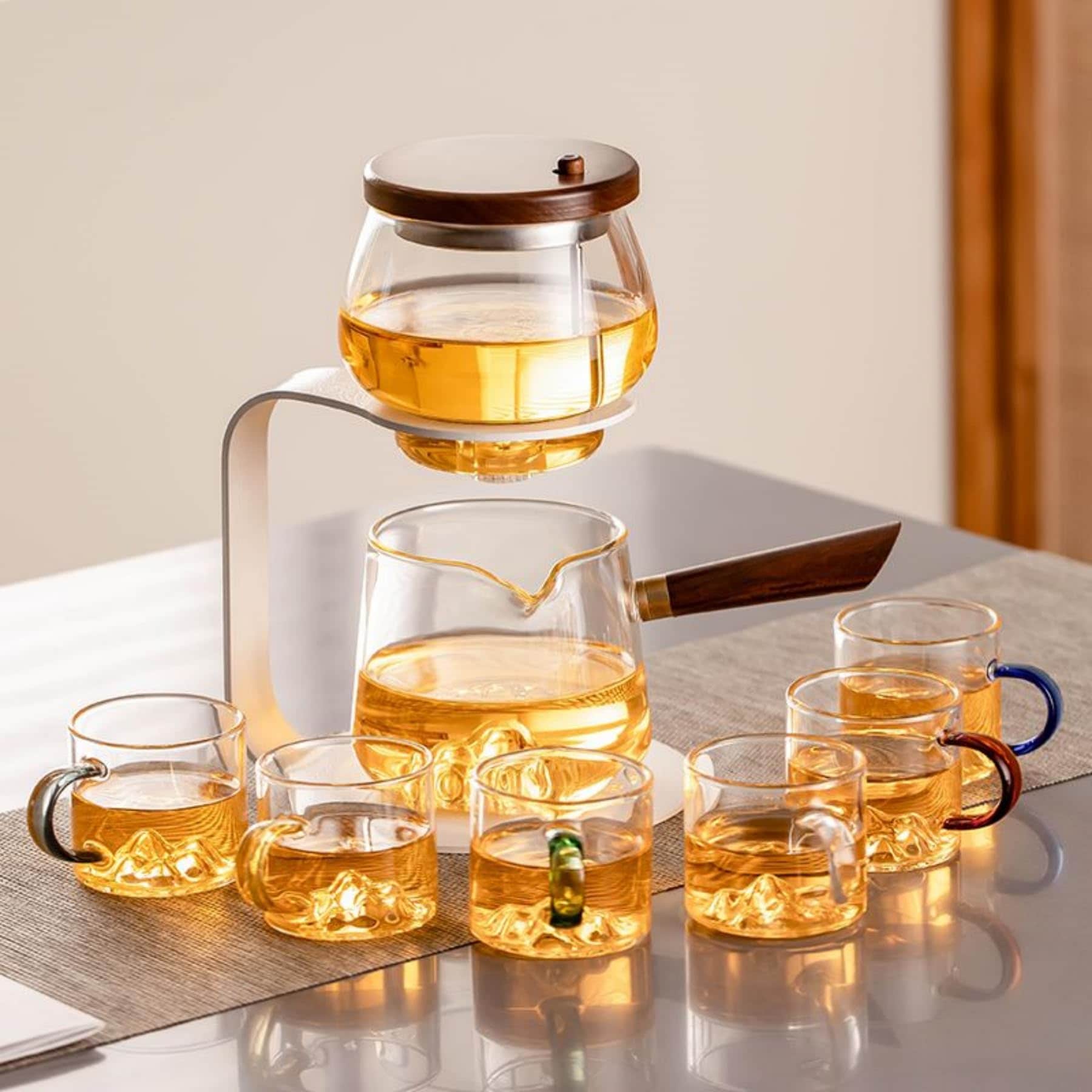 ティーポット 急須 湯呑み セット 耐熱ガラス ティードリッパー 茶海 ティーセット 茶器セット 工夫茶器 茶こし付き ティーサーバー 茶碗 蓋碗 中国茶器 おしゃれ 業務用 来客用 家庭用 湯飲み茶