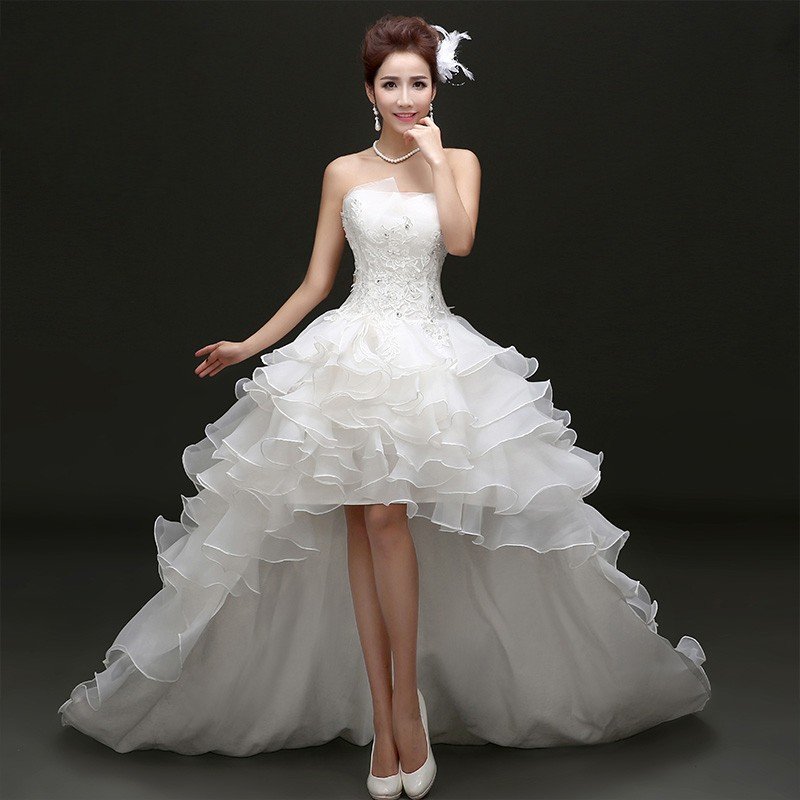 ウエディングドレス 安い トレーンドレス 前ミニ 結婚式 ウェディングドレス 二次会 aライン ブラ