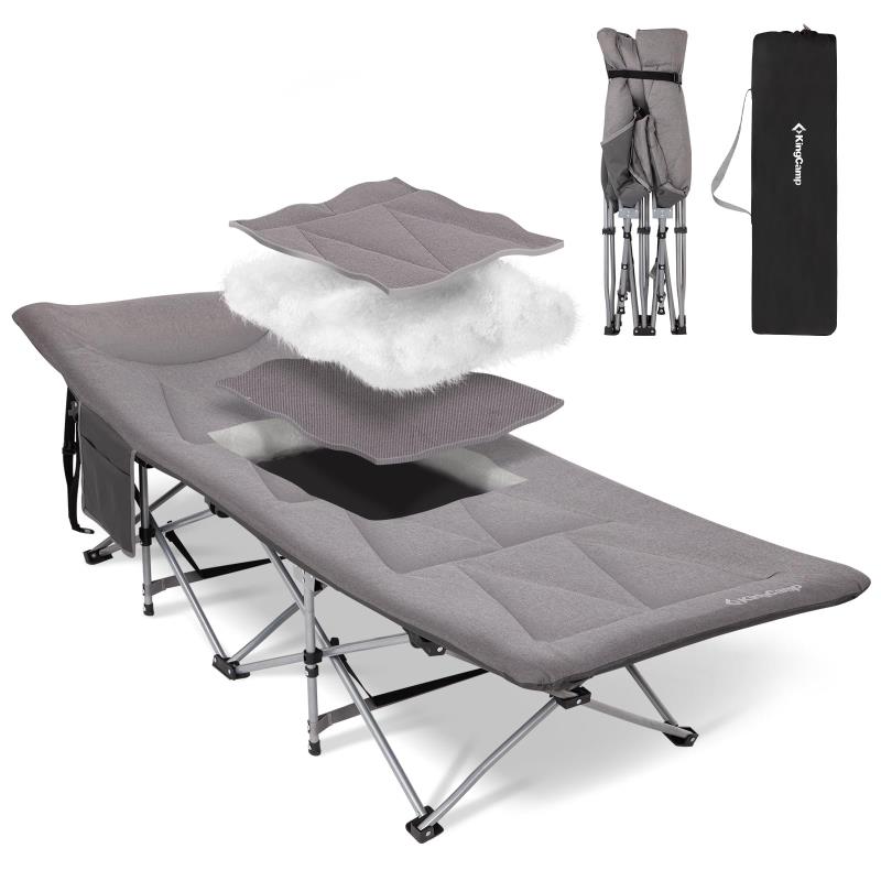 KingCamp 折りたたみベッド 簡易ベッド キャンプ コット 組立不要 耐荷重200kg スチール製 丈夫 安定 防水加工 通気性 収納袋付き アウトドア 室内外兼用 庭 ビーチ サマーベッド 昼