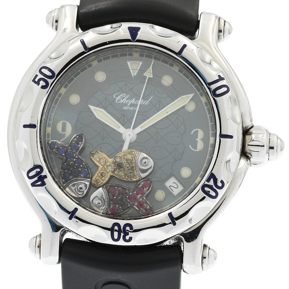 ショパール Chopard 28/8347/402 ハッピースポーツ ハッピーフィッシュ デイト クォーツ メンズ 保証書付き_951083【中古】