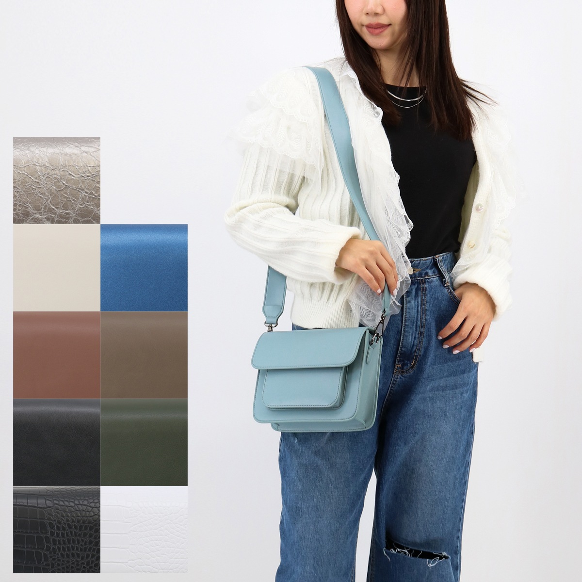 CAYMAN POCKET ESSENTIAL 2405 5000 ショルダーバッグ メタリック シャイニー クロコ柄 レディース クロスボディ ポシェット ディース