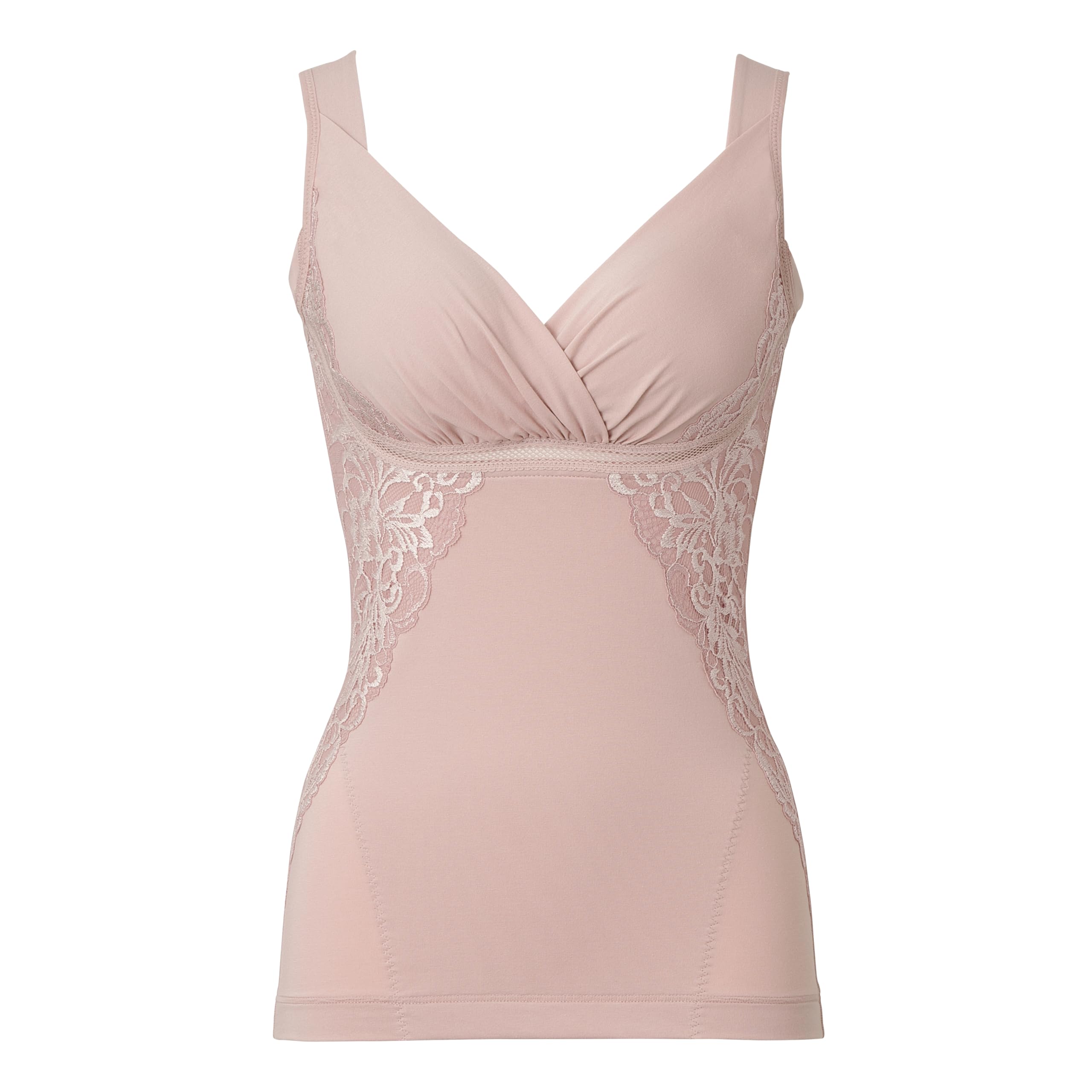 [ブラデリス ニューヨーク] ノンワイヤー補整ブラキャミ 綿混キャッチャーカップレースブラキャミ24 ダスティローズ LL