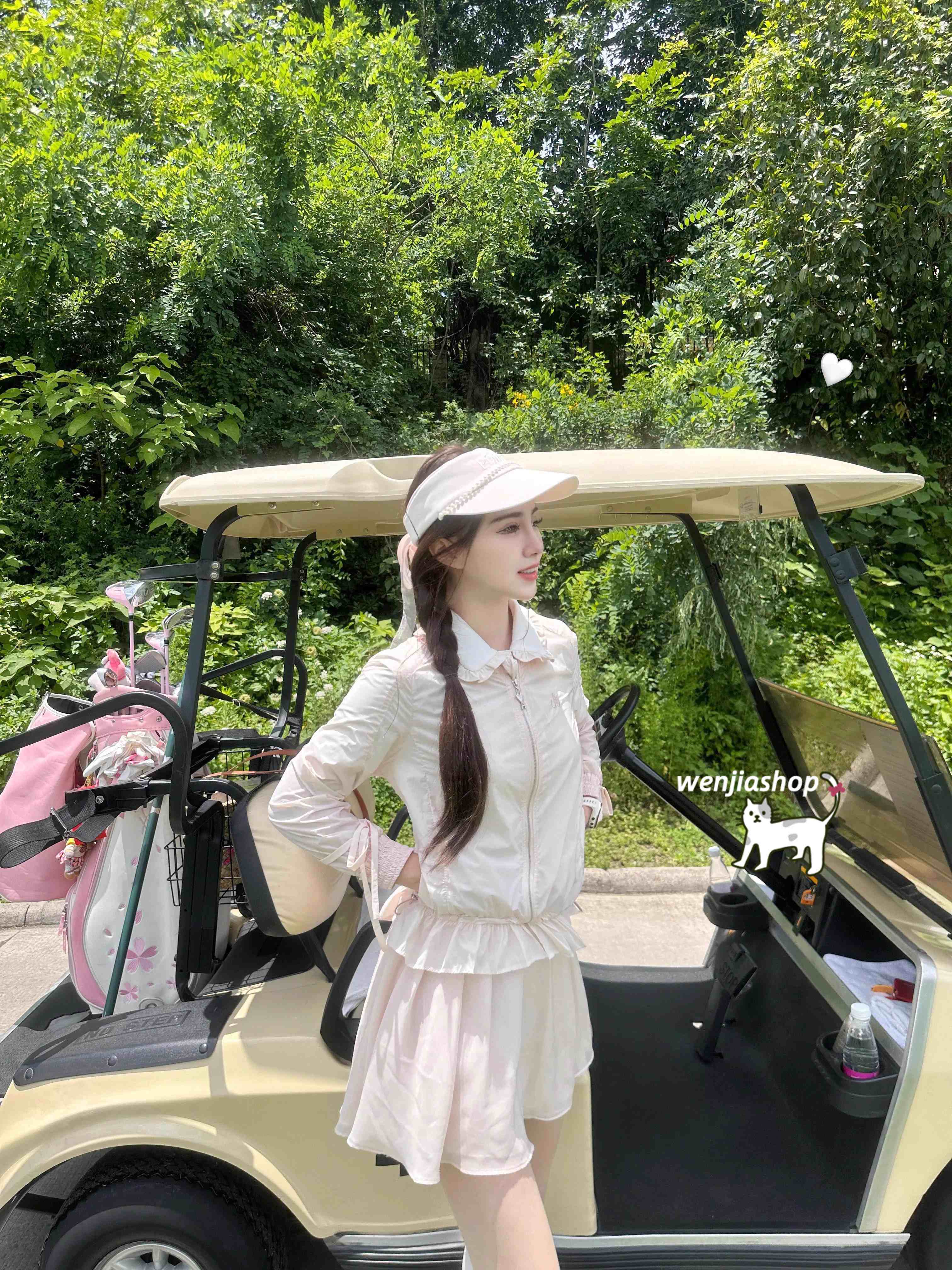 ゴルフウェア 2025 春夏 上下セット 長袖 ジャケット 日焼け止め ミニスカート カーディガ めっちゃ可愛い 速乾 通気 痩せる レディース 韓国風 スポーツ テニスウェア ライトピンク