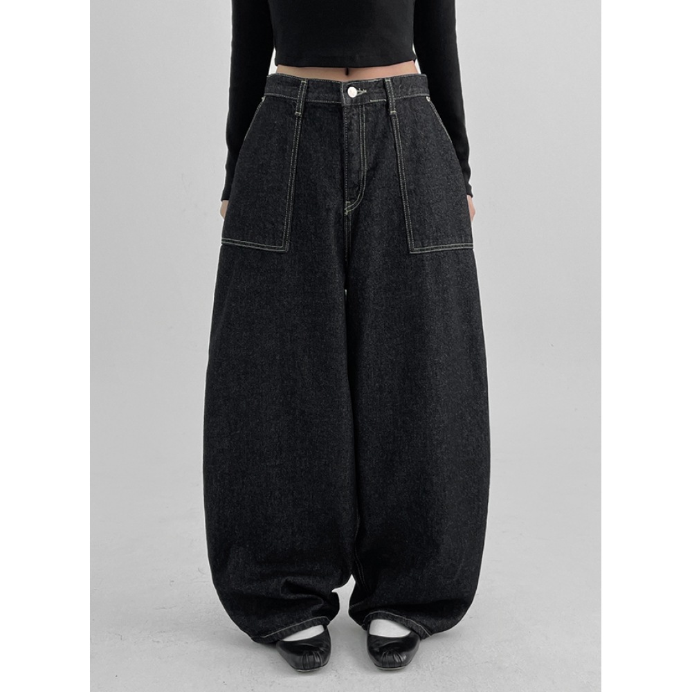 ブラックアップトリガンバルーンワイドロウデニムパンツ 6,988円