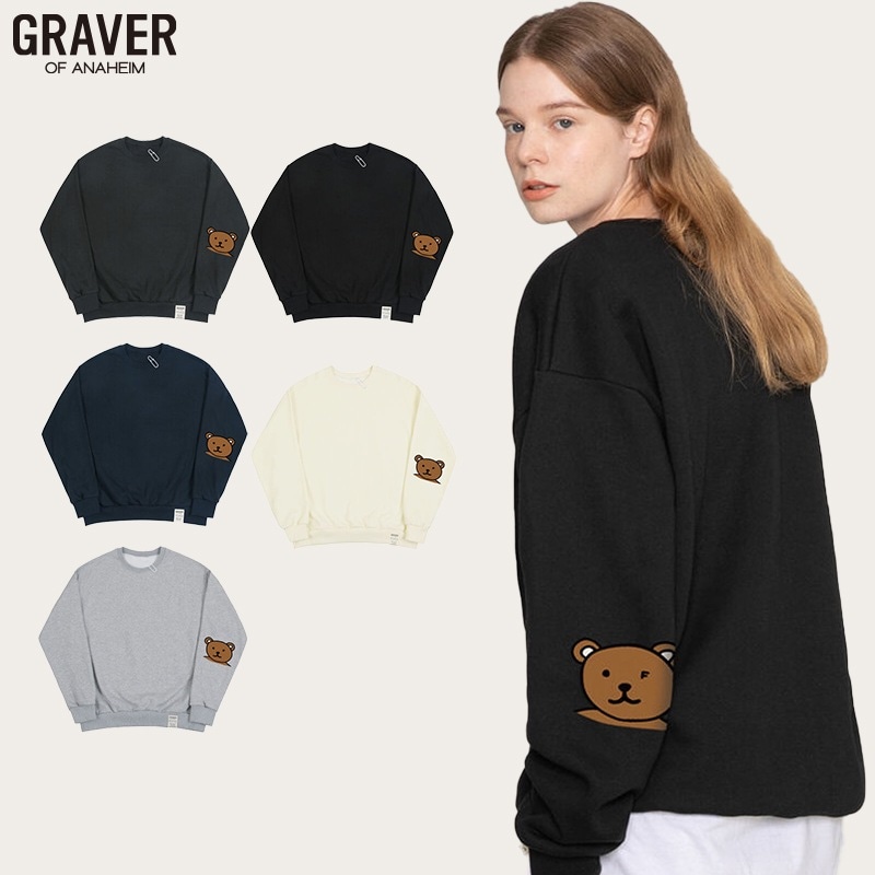 [UNISEX]エルボーベアスマイルスウェット_5color