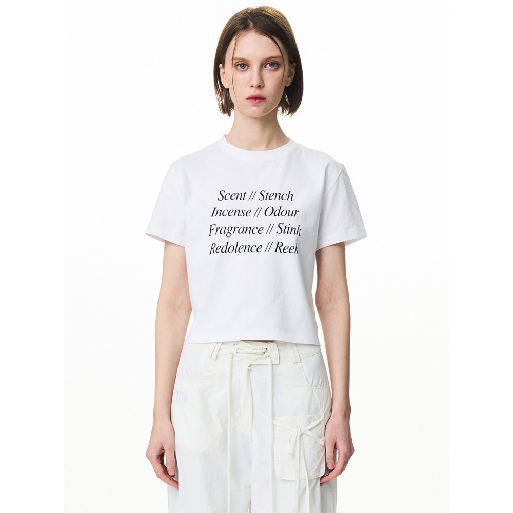 イリゴレタリングルーズクロップTシャツホワイト