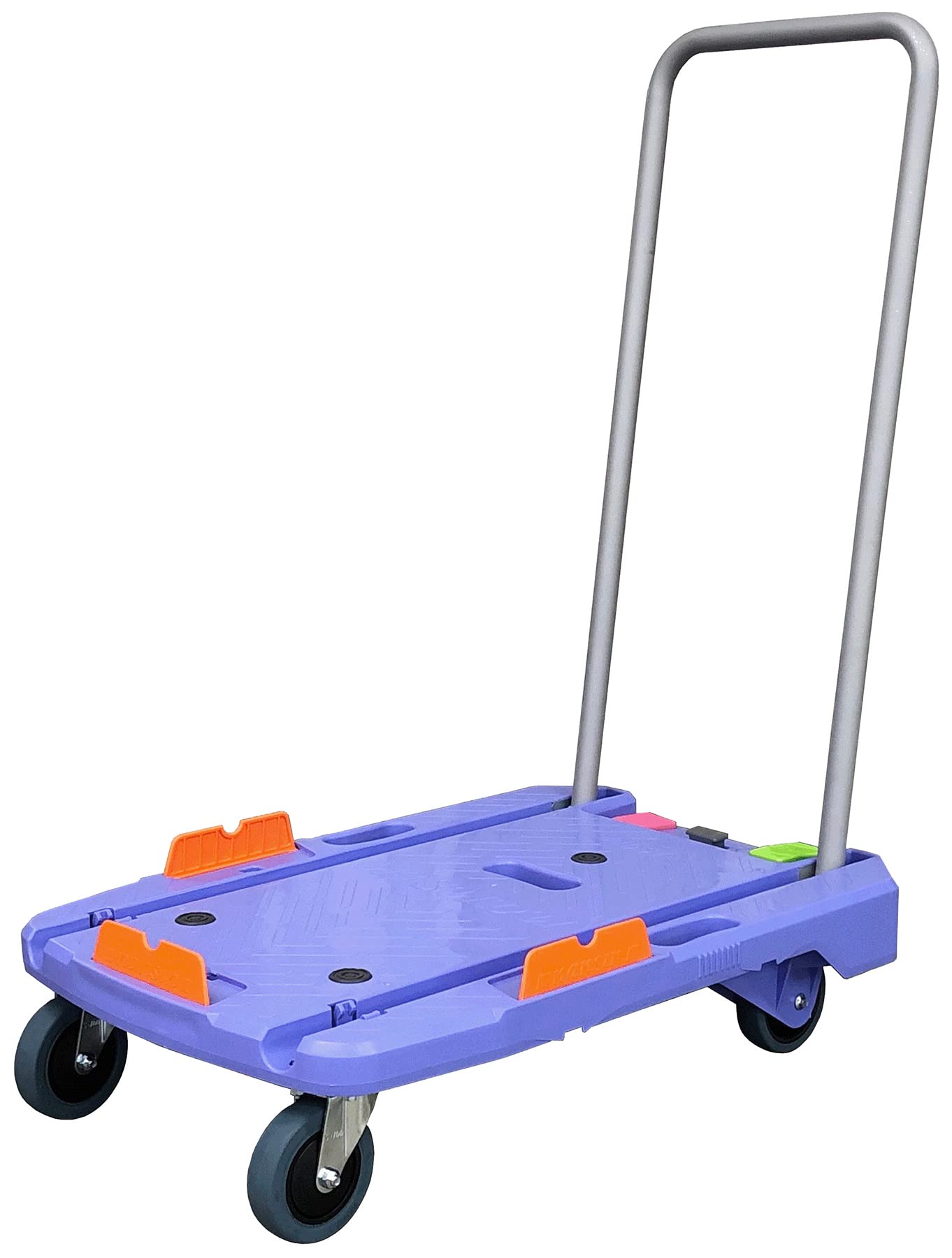 コンパクト キャリー 台車 フラット天板 折りたたみ式ハンドル 積載荷重150kg ストッパー&amp 荷崩れ防止ガイド付き 折り畳み ピタッと止まる静運キャリー YNC-7050RB