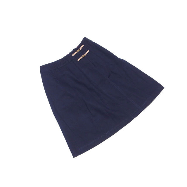 スカート フレアーシルエット ホースマーク入り キッズ160Aサイズ ネイビー ベージュ系 中古