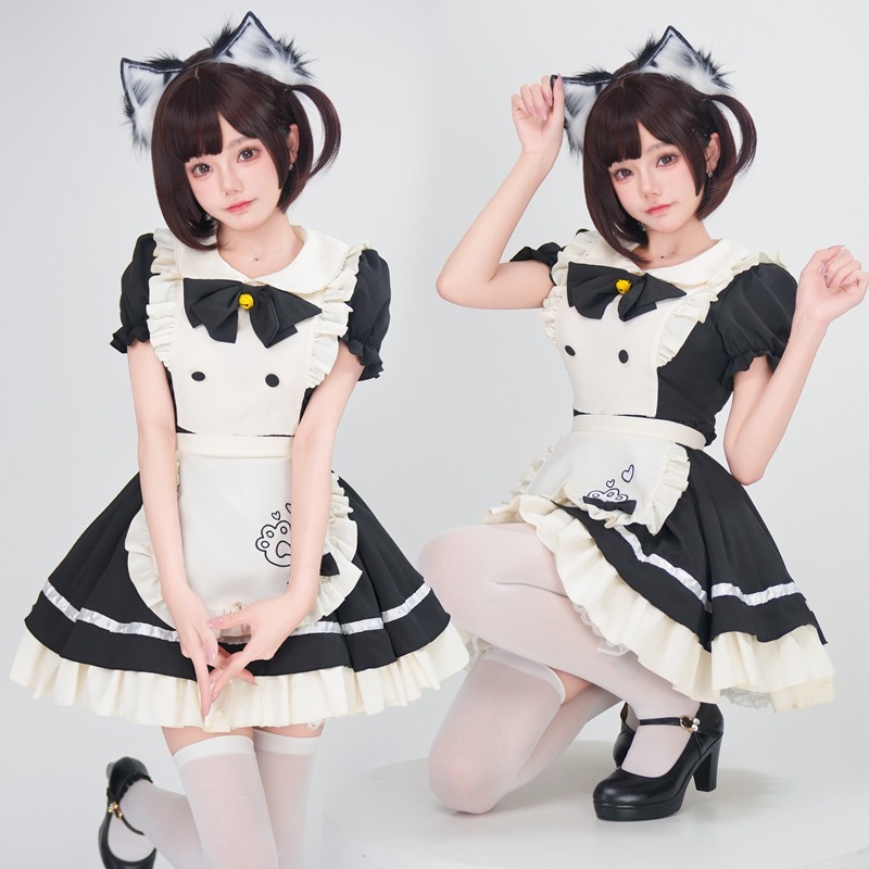 【1点ご購入 で10点プレゼントいたします】白黒のメイド服コスプレ衣装コスプレパフォーマンス服ロリータワンピース