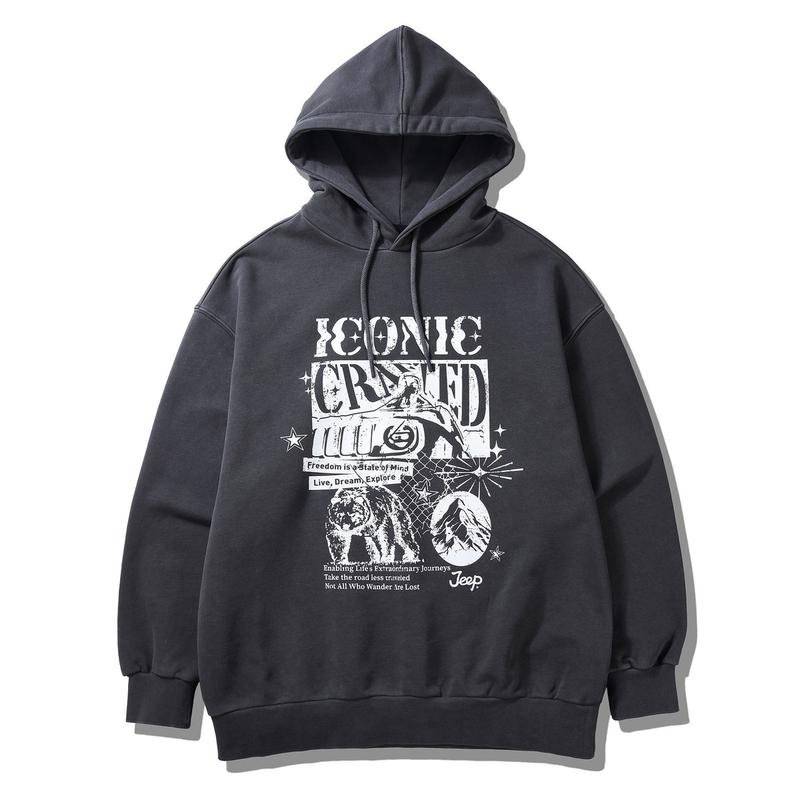 ビッグプリント ウォッシング フード付きTシャツ (JQ1THU012DG)