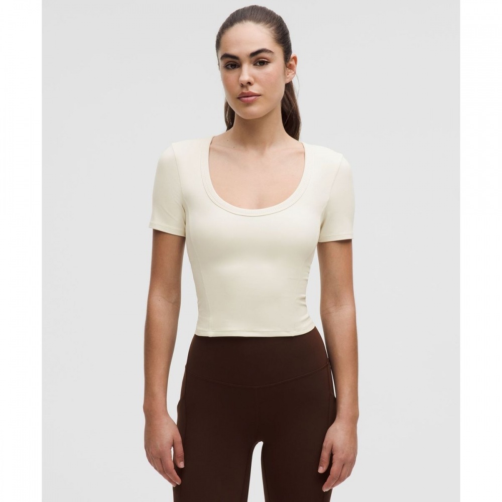 スムース＆リブ付き Nulu スクープネック T-LTIV