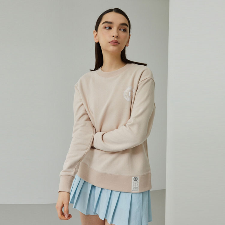 韓国系テニスウェア LOVEFORTY(ラブフォーティ) レディース LOVE FORTY LOGO スウェット シャツ ジャージ -ピンク