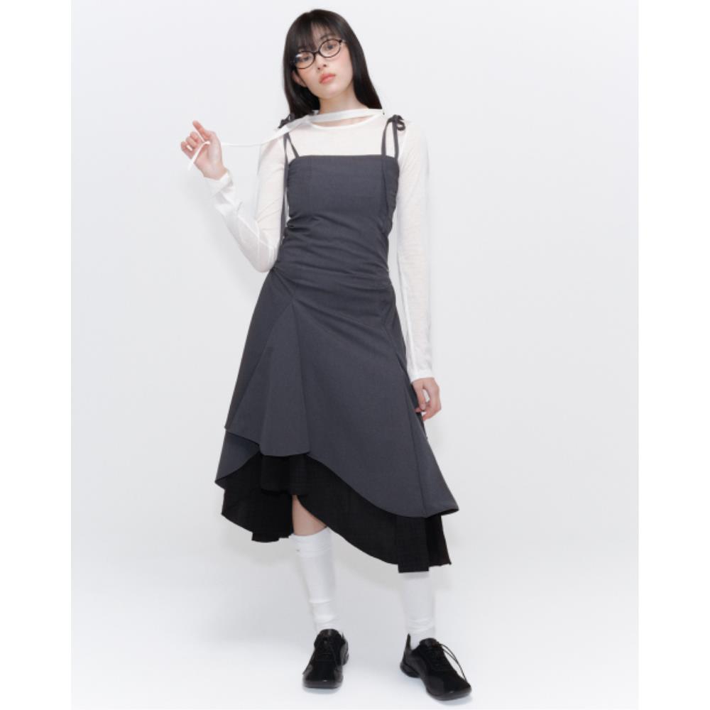 MISEKI SEOUL Unbalanced layered one piece CHARCOAL MSK25