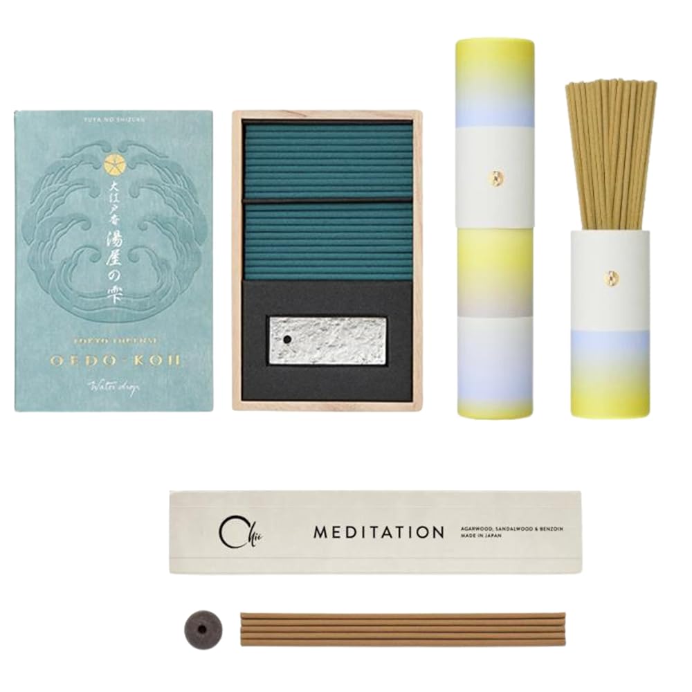 大江戸香 湯屋の雫60本入 香立付＋CHIE MEDITATION＋セントスケープ 3点セット ルームフレグランス用 リラックス用