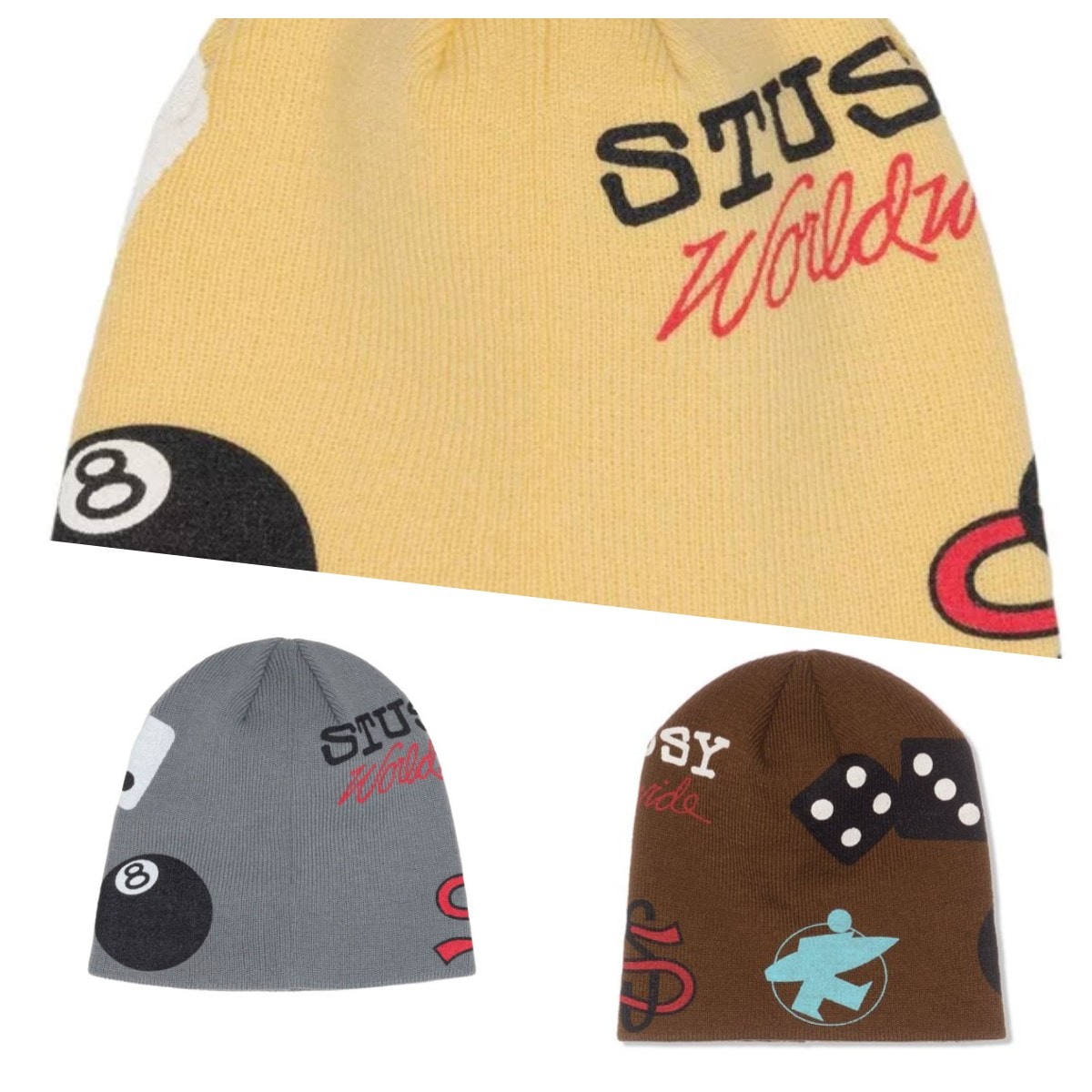 ニット帽 STUSSY Mixed Logo Skullcap　メンズ キャップ ニット帽　1321197
