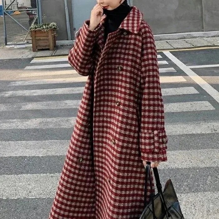 暖かくて面白い冬を購入してくださいロングコート レディース チェック柄 コート 大人カジュアル アウター Aライン 長袖 ゆったり 羽織 ブルゾン ポケット 大きいサイズ 通勤 ol オフィス 事務所