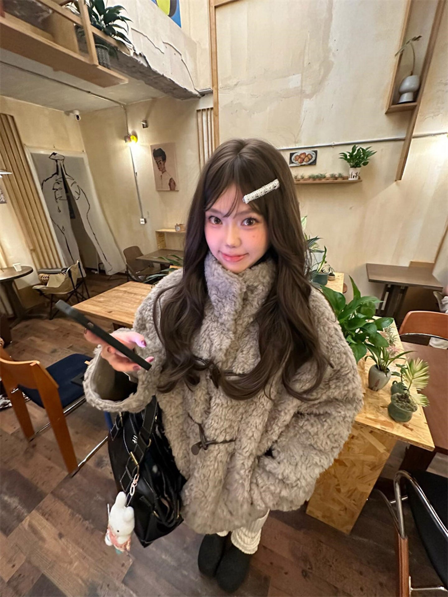 短納期【本日限定】子羊の毛ハイネックコットンコート 秋冬ゆったりハジャクスタイル厚手アウター