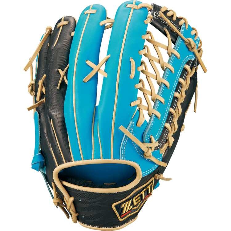 軟式野球グラブ 外野手用 プロステイタス 挟み捕りタイプ RH（左投げ用） サックス×ブラック #BRGB32247-4119