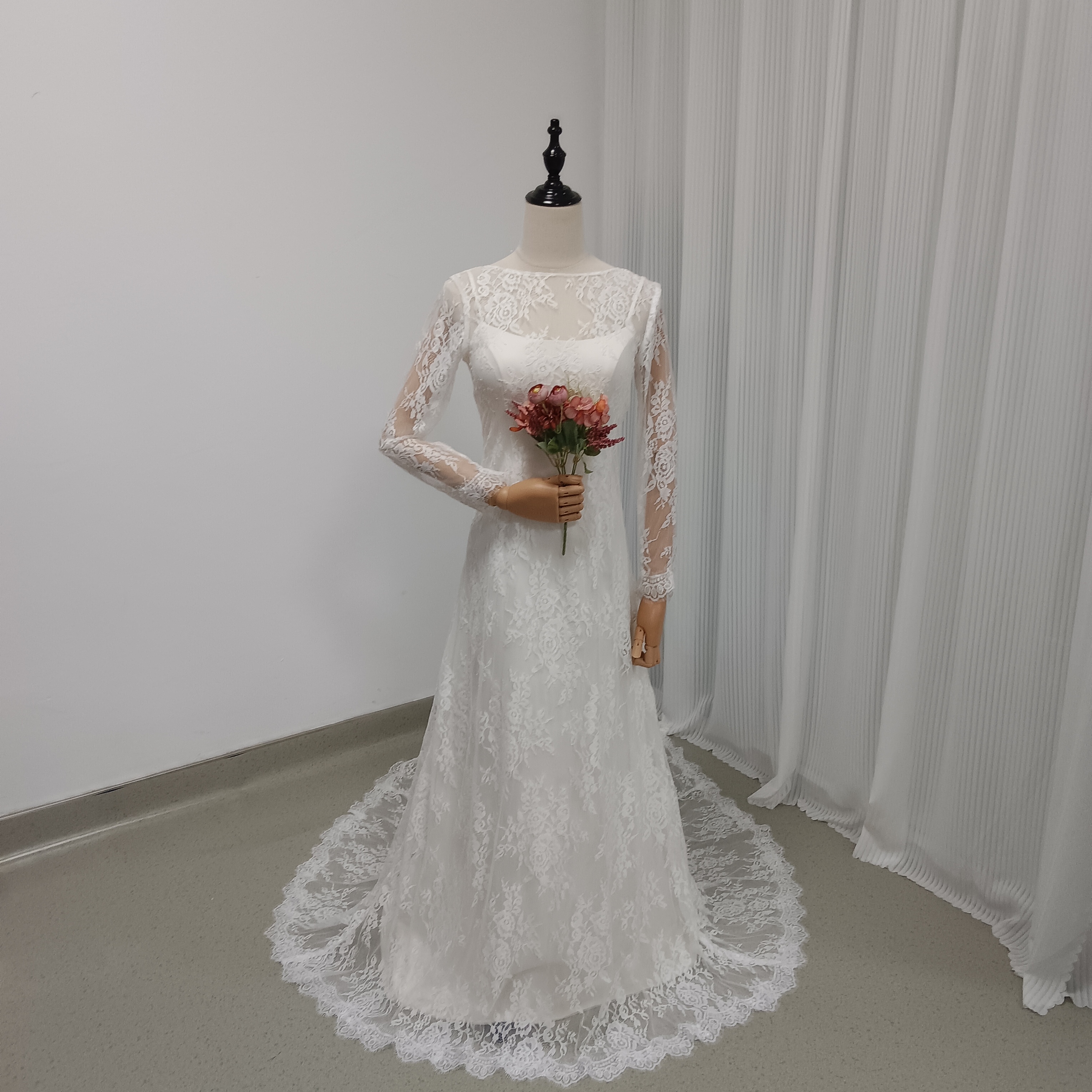 美品！2ways ウエディングドレス 贅沢な小花総レース 長袖 背中見せ 結婚式/披露宴 26,134円