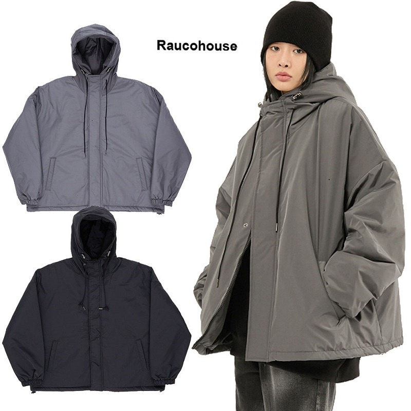 Matte Face Hooded Over Padding Jumper フードジャケット 男女共用 韓国人気 2色