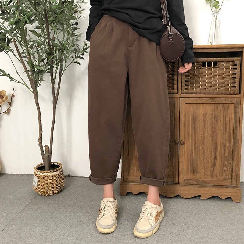 ボトムス パンツ サルエルパンツ テーパードパンツ 9分丈 ワイド 丸ポケット 伸縮性 大人可愛い きれいめ シンプル カジュアル 大人 上品 綿 お洒落 レトロ 大人女子 こなれ感 マニッシュ