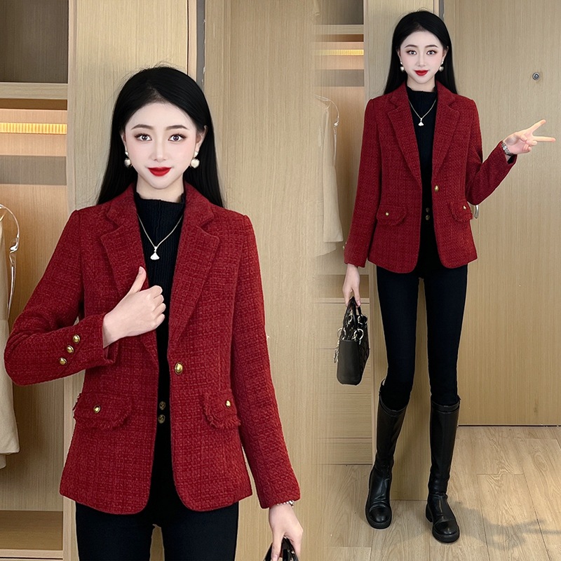 女性の春と秋の高級感が綿を挟んで厚いスーツの上着