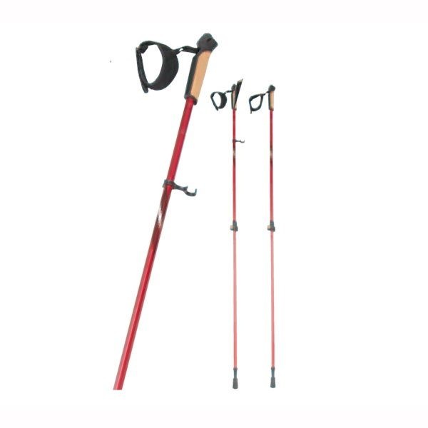 トレッキングポール 2本組 アルミ合金 レッド キャプテンスタッグ FEEL BOSCO