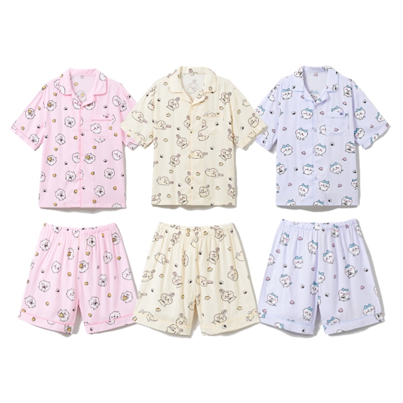 ちいかわ かわいい半袖パジャマ上下のセット 3color